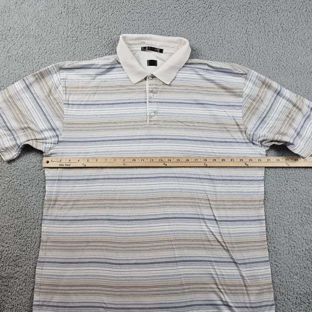 Nike Tiger Woods Polo Shirt Mens XL Ivory Striped Cotton Golf Casual Collection